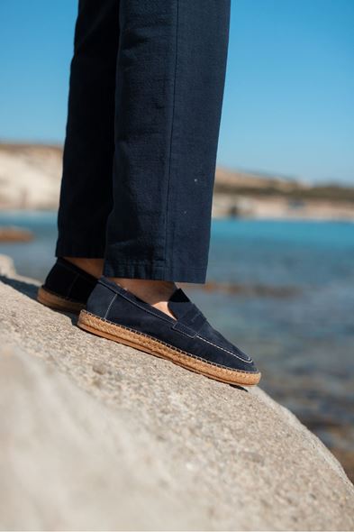 Minoa Lacivert Loafer Süet Deri Espadril